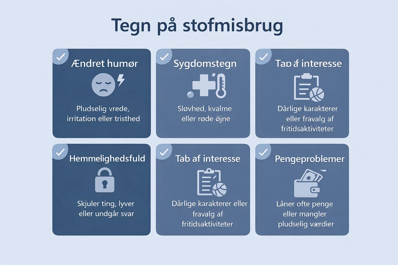 tegn på stofmisbrug
