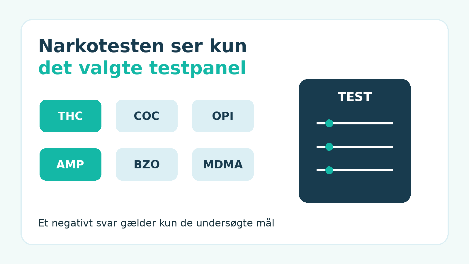 Narkotest med forskellige testpaneler for udvalgte stofgrupper