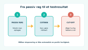 Passiv rygning kan give målbart cotinin uden nødvendigvis at give positiv nikotinhurtigtest.