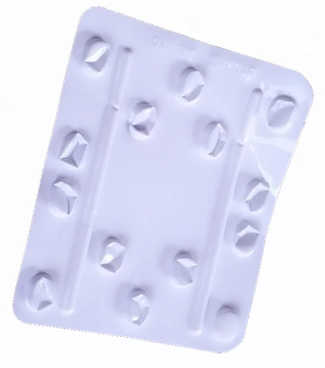 Tom blisterpakning til medicin; generisk illustration, ikke et identificeret benzodiazepinpræparat.